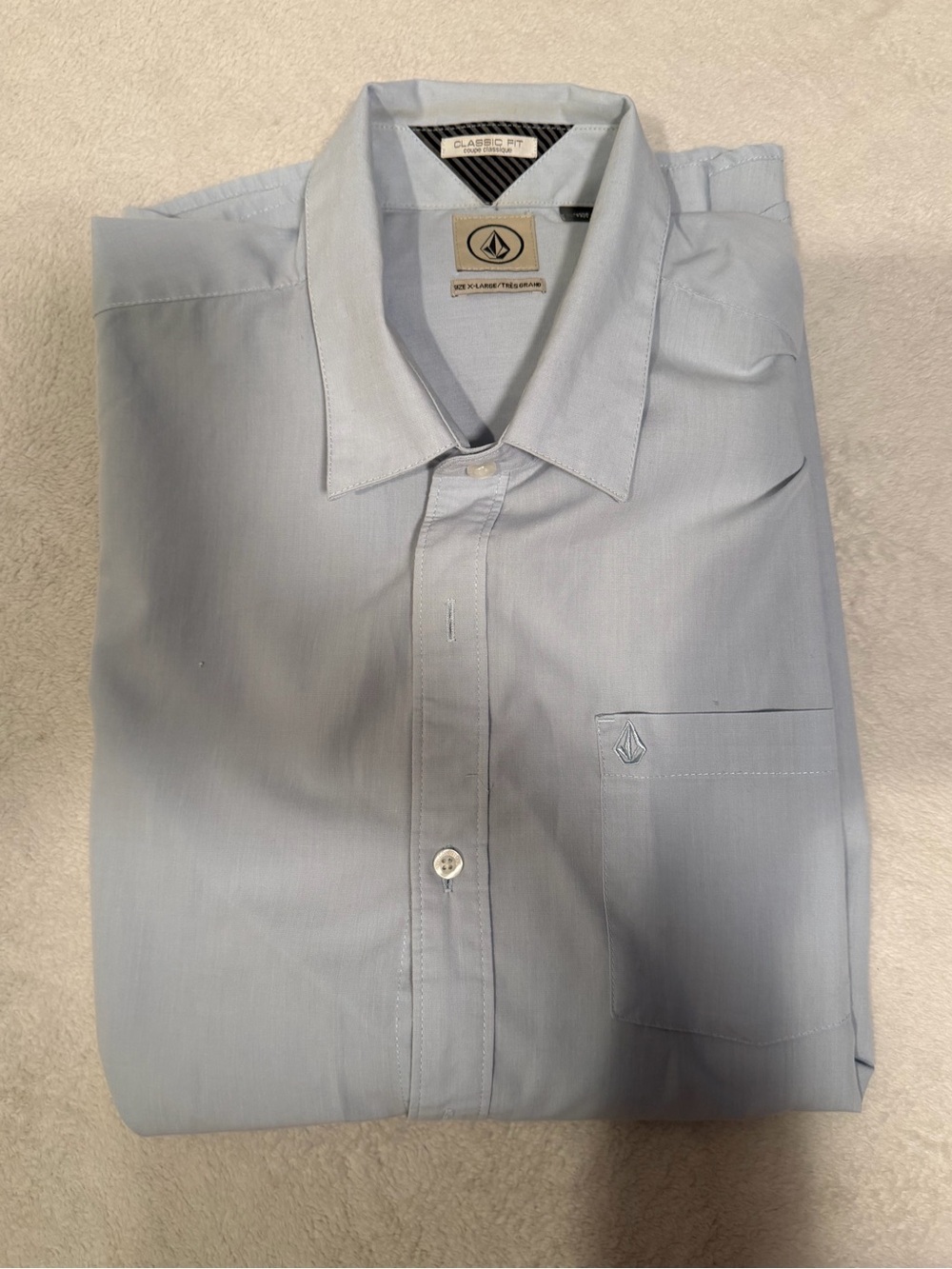Volcom Light Blue Men's Dress Shirt - Classic Collar